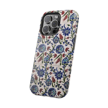 Blue ceramic Floral Design - Iphone Magnetic Tough Case