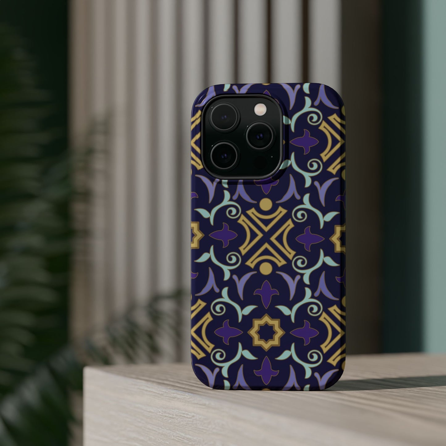 Geometric Purple and Gold Design Iphone Magnetic Tough Case