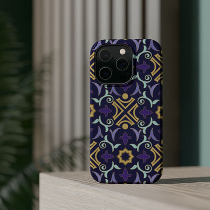 Geometric Purple and Gold Design Iphone Magnetic Tough Case