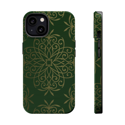 Gold and Green Flowery Design - Iphone Magnetic Tough Case