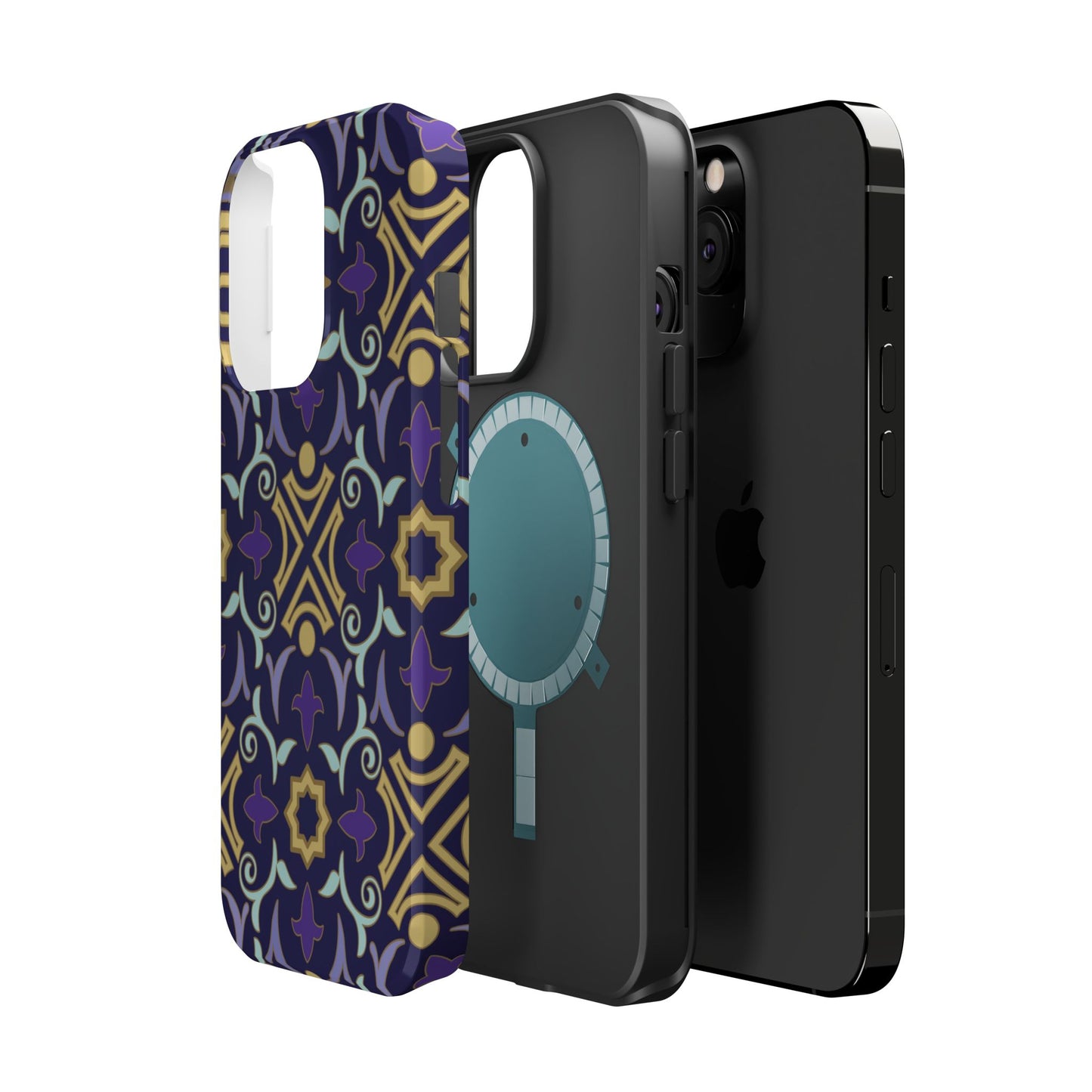 Geometric Purple and Gold Design Iphone Magnetic Tough Case