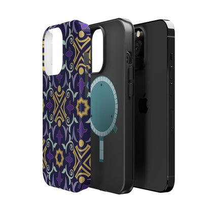 Geometric Purple and Gold Design Iphone Magnetic Tough Case