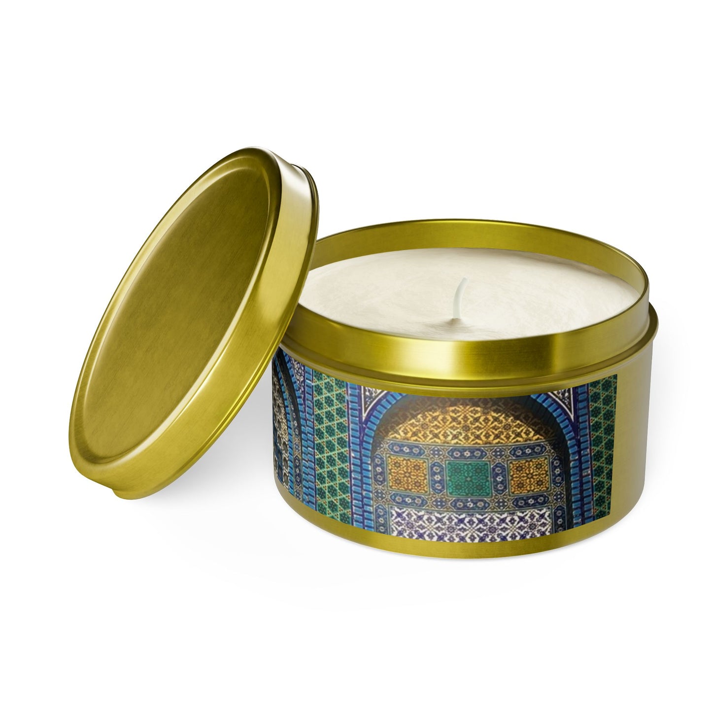 Aqsa Golden Tin Candles | Elegant Home Fragrance | Decorative Candle Gifts for All Occasions | Relaxing Aromatherapy