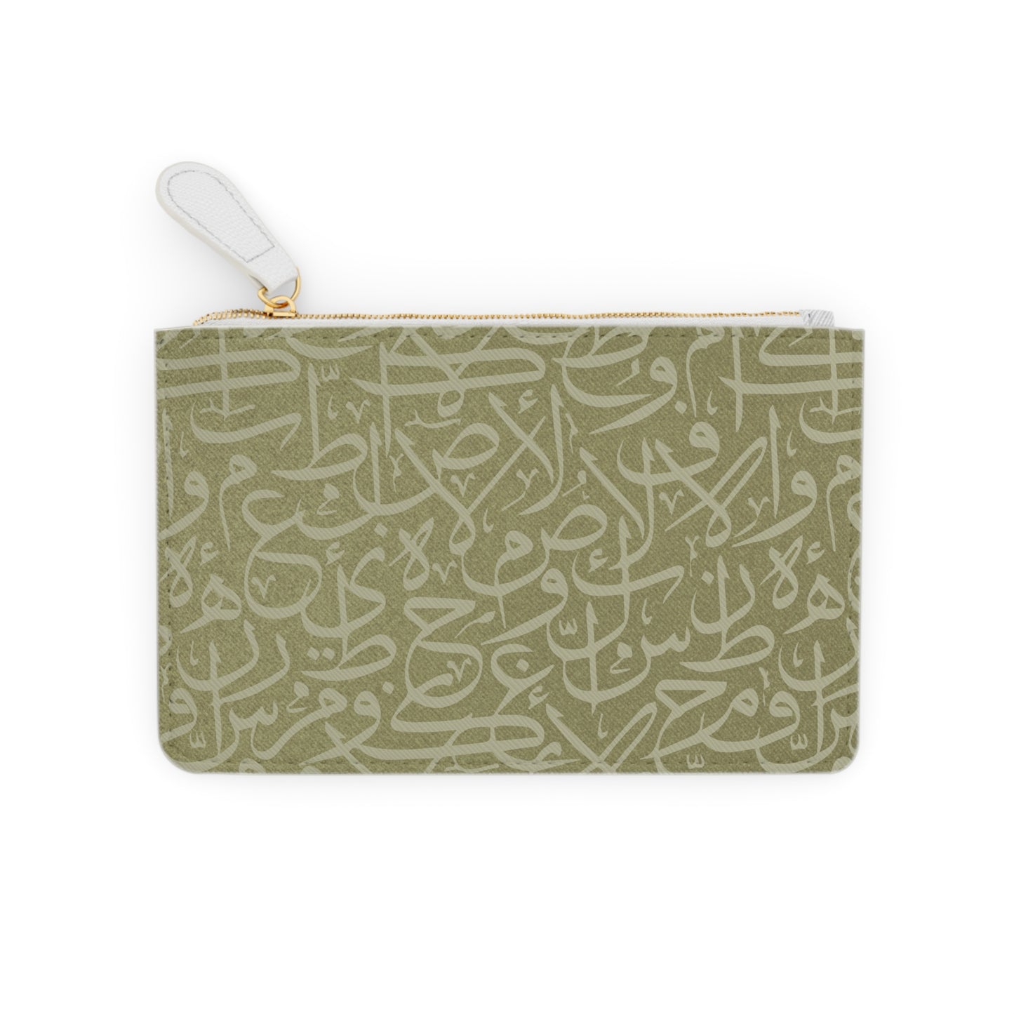Olive Green Arabic Letters Mini Clutch Bag