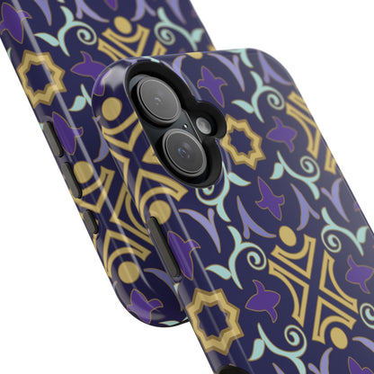 Geometric Purple and Gold Design Iphone Magnetic Tough Case