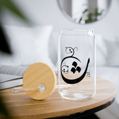 Arabic Letter “tha”  "ث" Monogram Sipper Glass, 16oz | Eco-Friendly Beverage Container | Perfect for Home, picnics, Gifts, and Parties