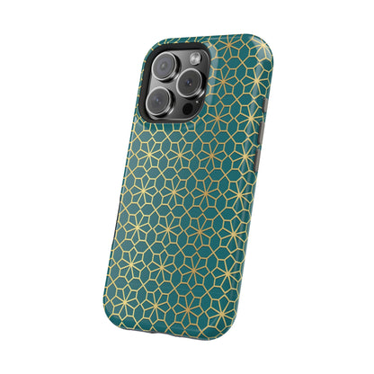 Gold and Green Flower Design - Iphone Magnetic Tough Case