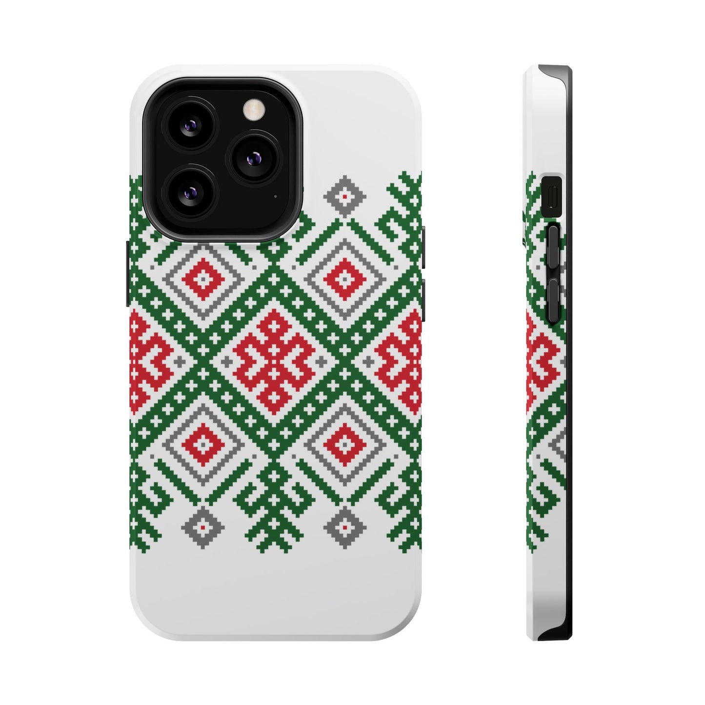 Red white Green and Black  Geometric Design Iphone Magnetic Tough Case