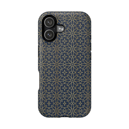 Navy and Gold Geometric Design Iphone Magnetic Tough Case