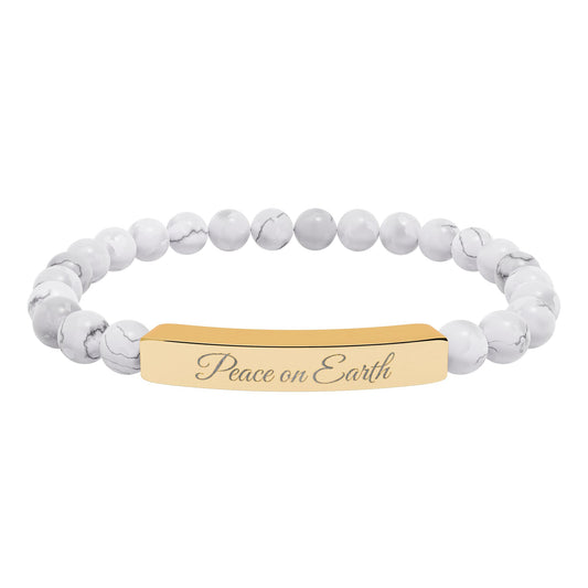 “Peace on Earth 🌍 ” Engraved Natural Stone Bracelet - Meaningful Gift for Mindfulness and Style