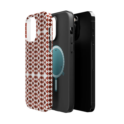 Red and White geometric Design Iphone Magnetic Tough Case