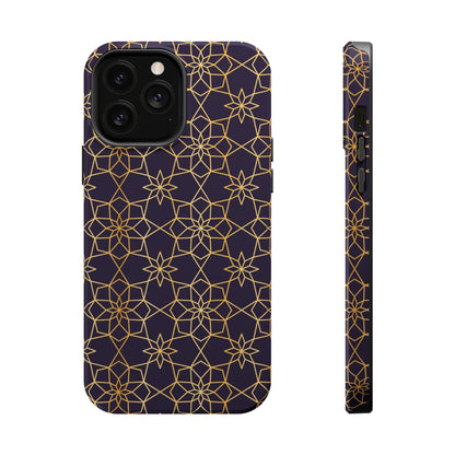 Gold and Purple Geometric Design Iphone Magnetic Tough Case