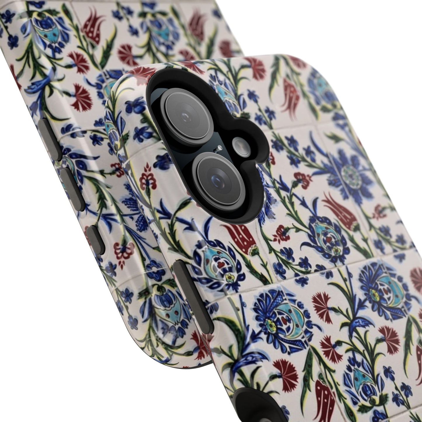 Blue ceramic Floral Design - Iphone Magnetic Tough Case
