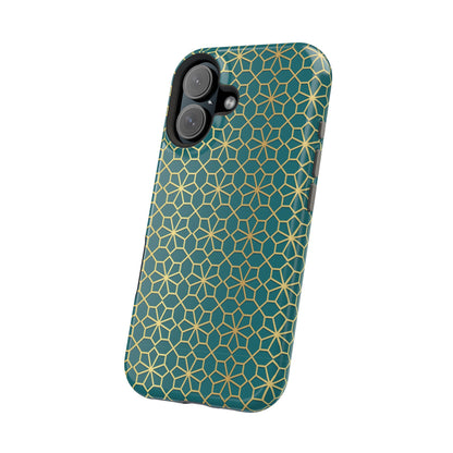 Gold and Green Flower Design - Iphone Magnetic Tough Case