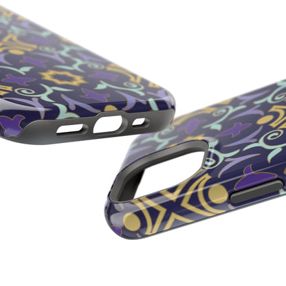 Geometric Purple and Gold Design Iphone Magnetic Tough Case