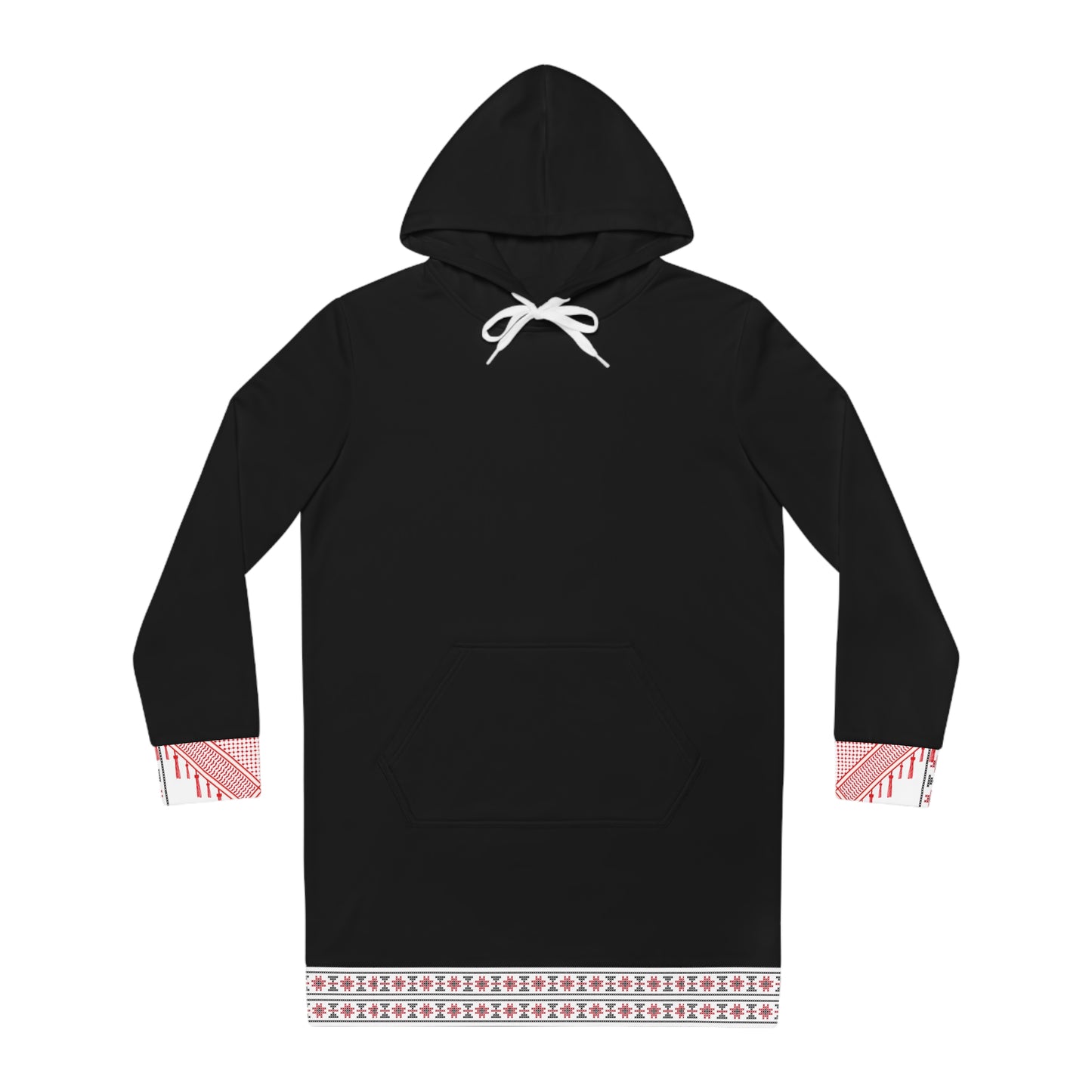 Red and White Hattah Design - Stylish Women's Hoodie Dress