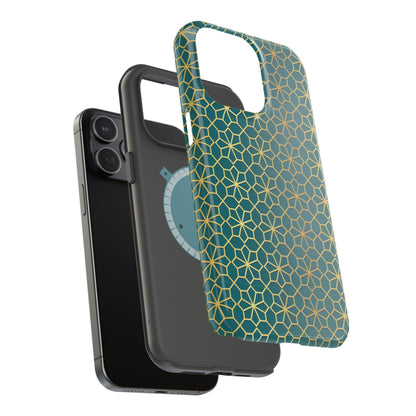Gold and Green Flower Design - Iphone Magnetic Tough Case