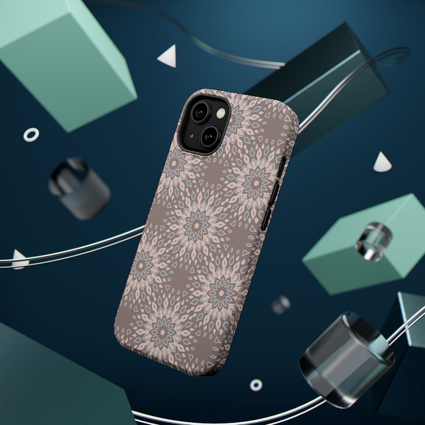 Beige Floral Design - Iphone Magnetic Tough Case