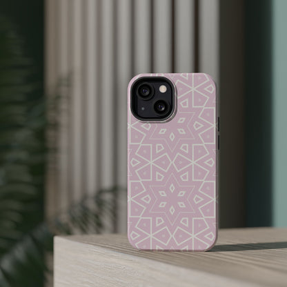 Pink and White Geometric Design Iphone Magnetic Tough Case