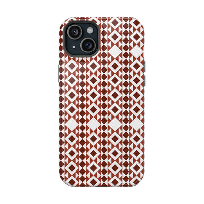Red and White geometric Design Iphone Magnetic Tough Case