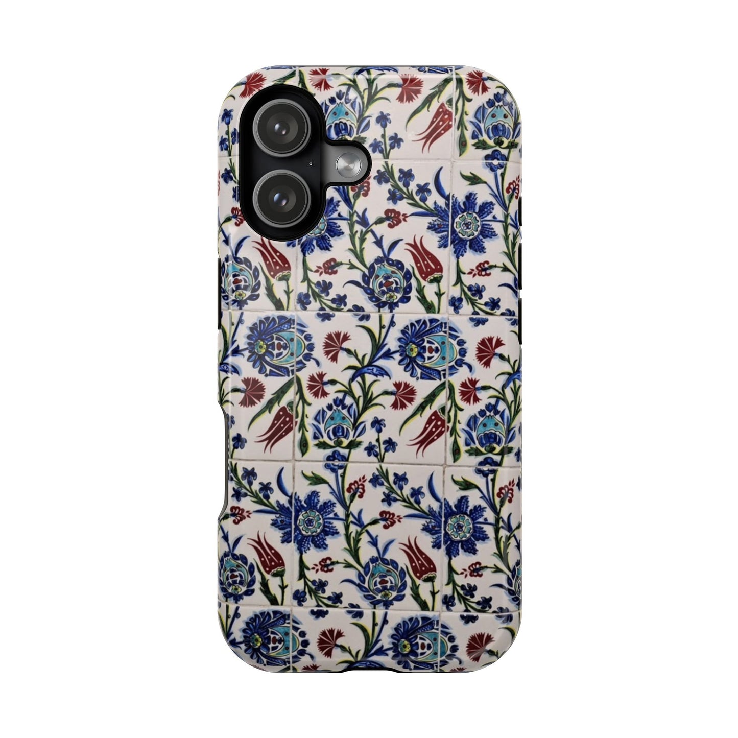Blue ceramic Floral Design - Iphone Magnetic Tough Case
