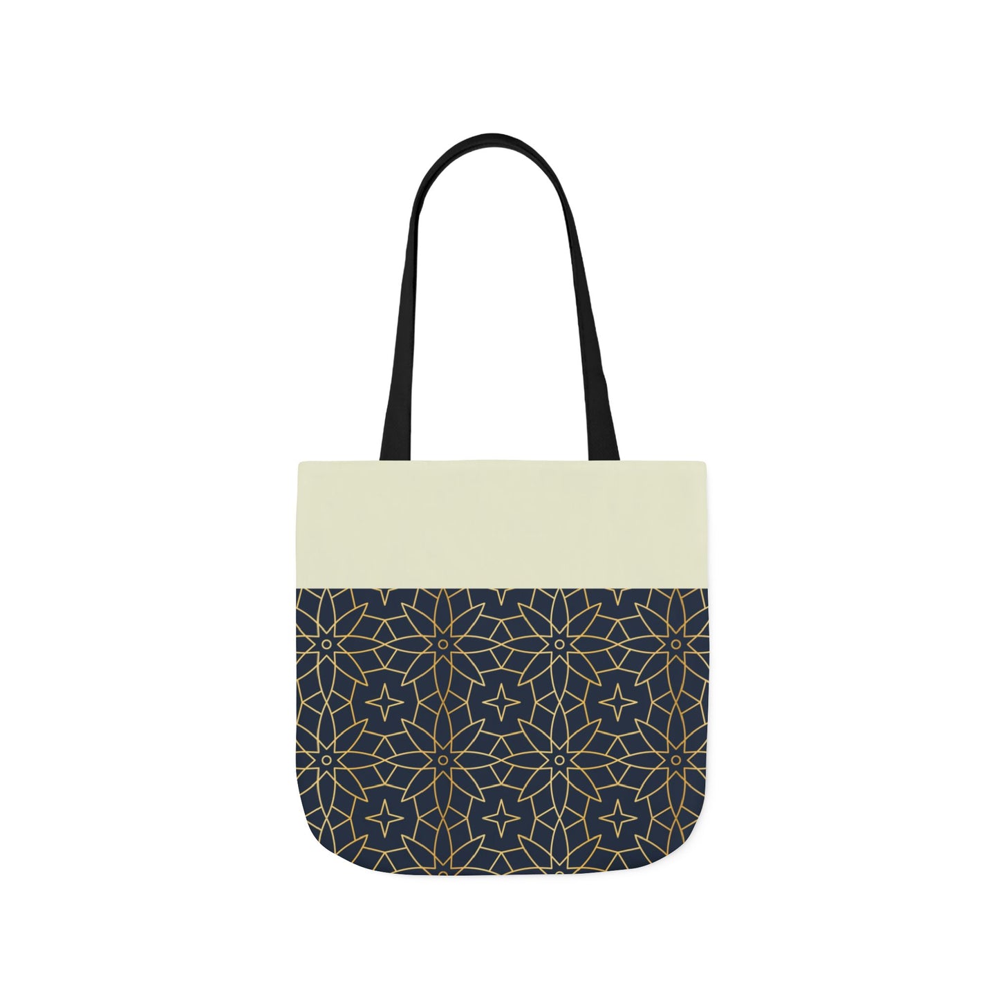 Navy and Gold Star ⭐️ Geometric  Tote Bag, 2-Color Strap
