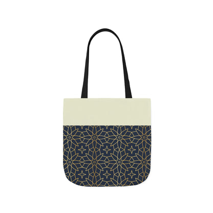 Navy and Gold Star ⭐️ Geometric  Tote Bag, 2-Color Strap
