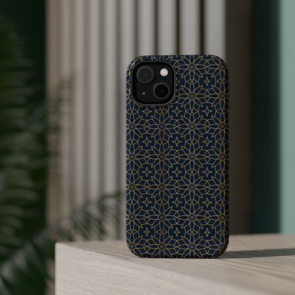 Navy and Gold Geometric Design Iphone Magnetic Tough Case