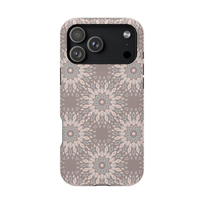 Beige Floral Design - Iphone Magnetic Tough Case