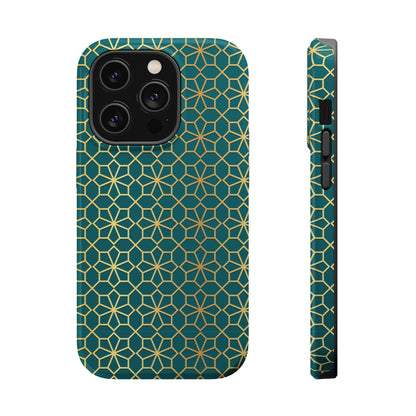 Gold and Green Flower Design - Iphone Magnetic Tough Case