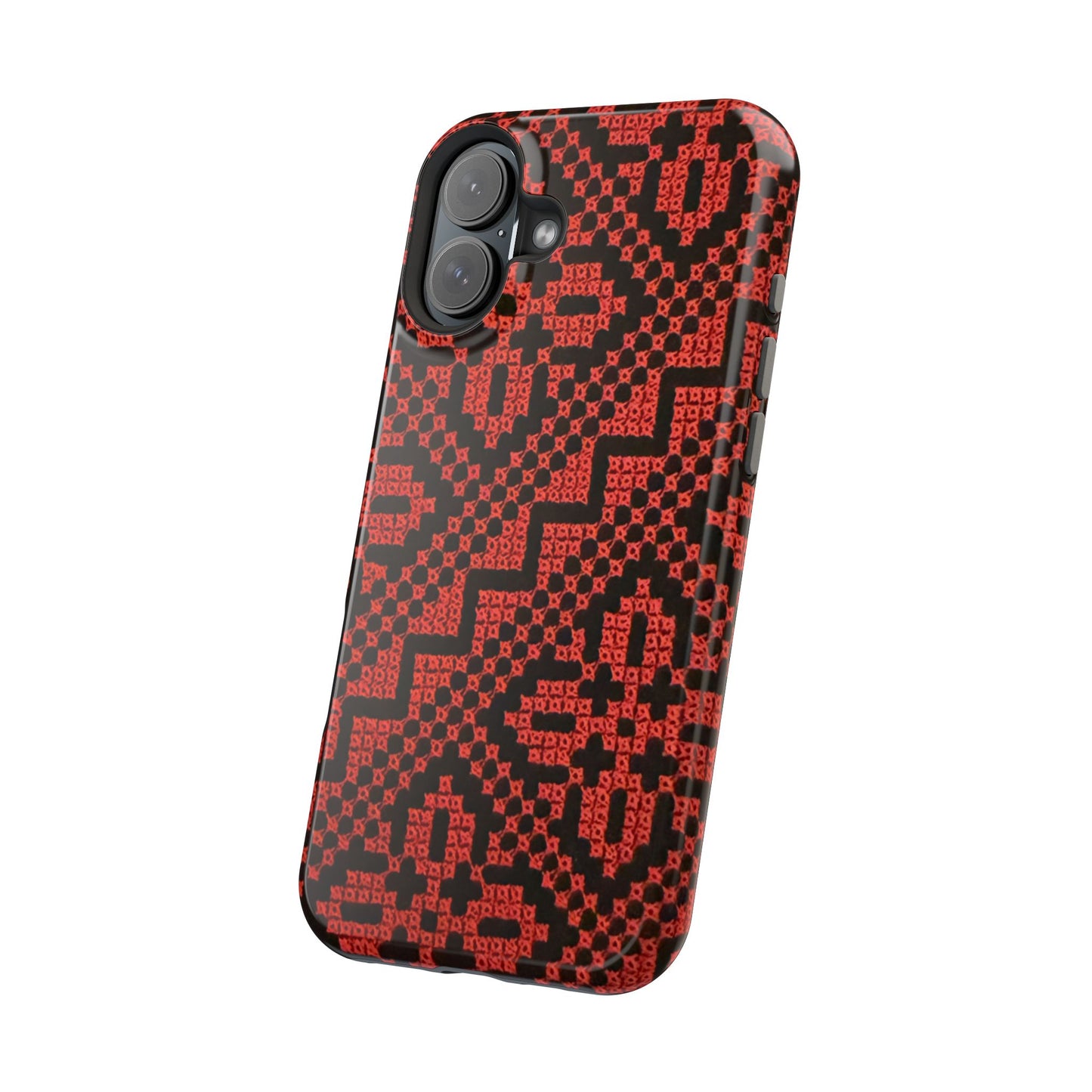 Red and Black Tatreez Design - Iphone Magnetic Tough Case