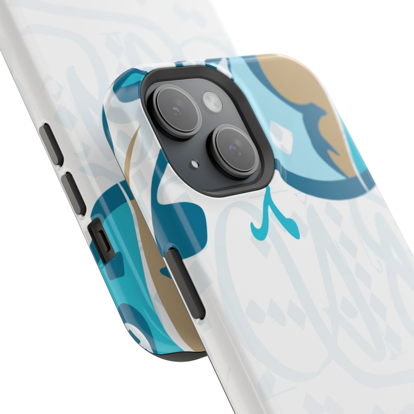 White Blue and Gold Arabic Calligraphy Iphone Magnetic Tough Case