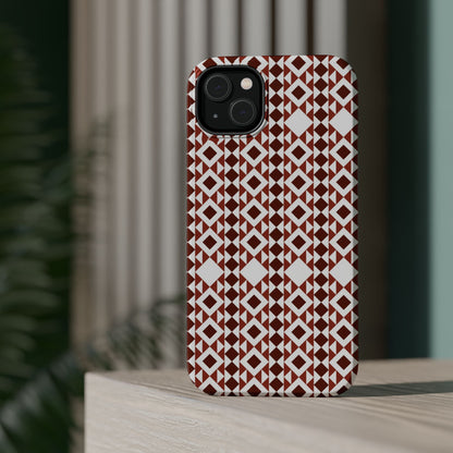 Red and White geometric Design Iphone Magnetic Tough Case