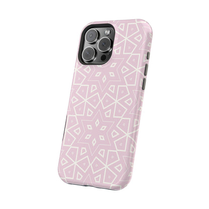 Pink and White Geometric Design Iphone Magnetic Tough Case