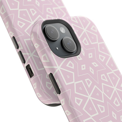 Pink and White Geometric Design Iphone Magnetic Tough Case