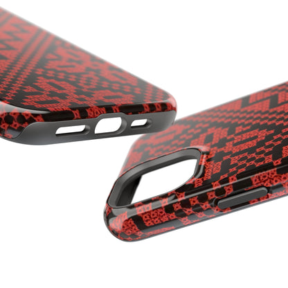 Red and Black Tatreez Design - Iphone Magnetic Tough Case