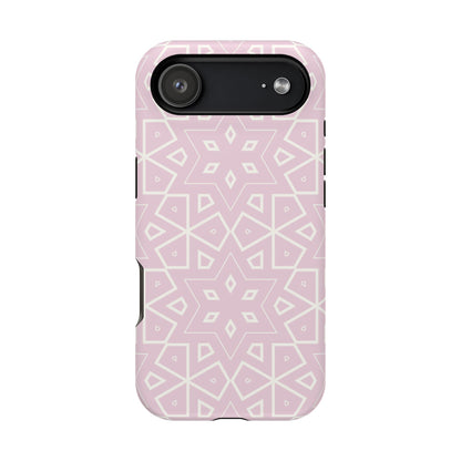 Pink and White Geometric Design Iphone Magnetic Tough Case