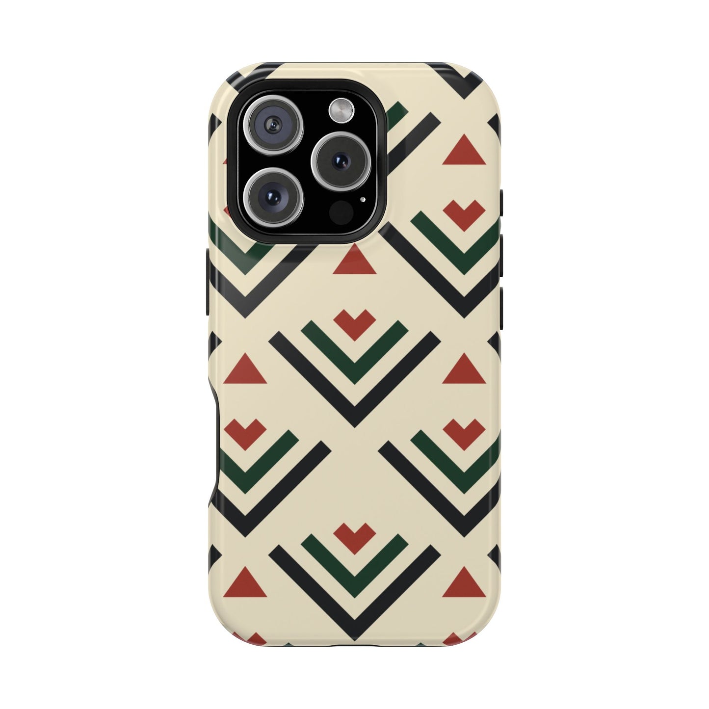 Red Black Green Geometric Design Iphone Magnetic Tough Case