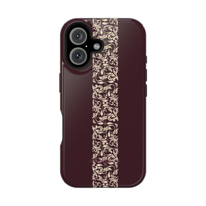 Red Dark and Beige geometric Design Iphone Magnetic Tough Case