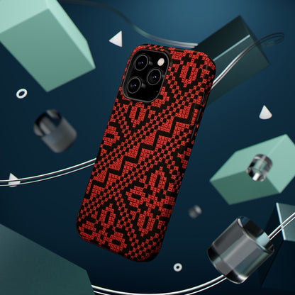 Red and Black Tatreez Design - Iphone Magnetic Tough Case