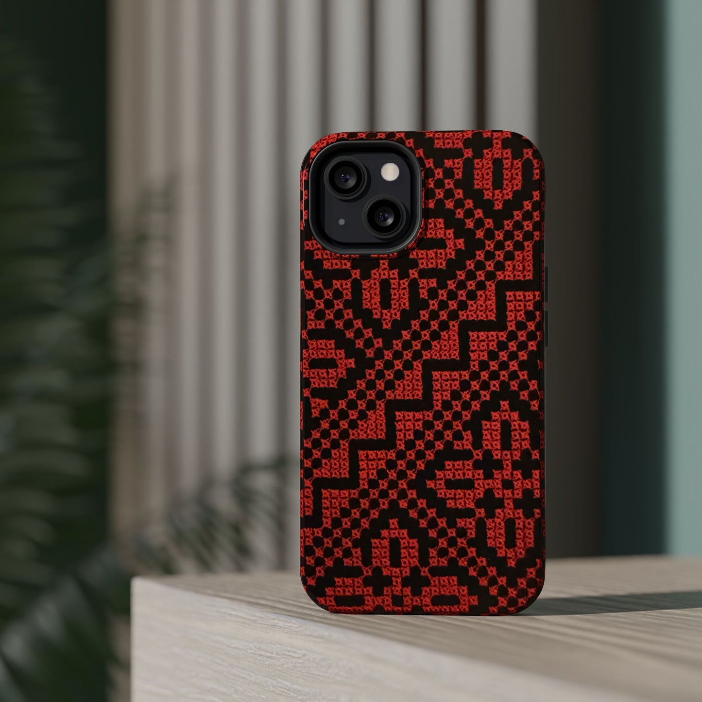 Red and Black Tatreez Design - Iphone Magnetic Tough Case
