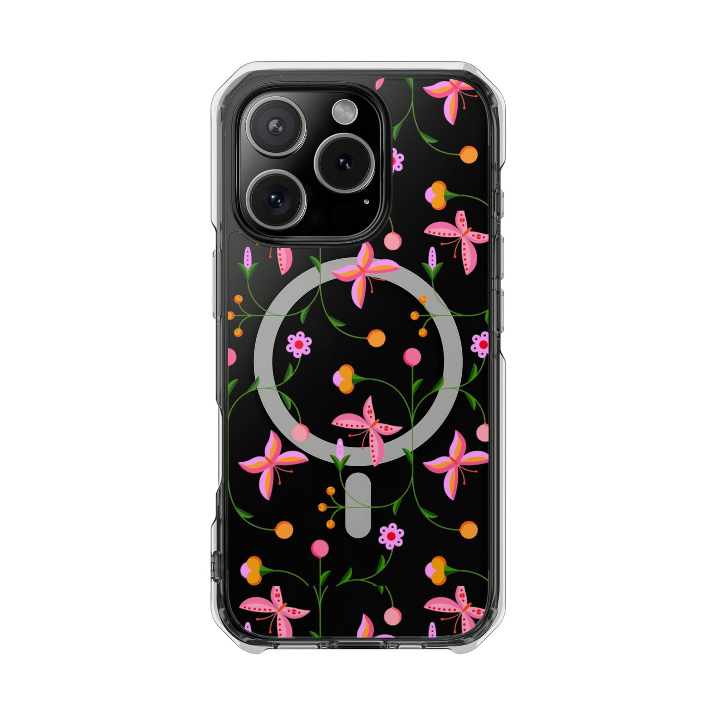 Pink Floral Garden  MagSafe Clear Phone Case