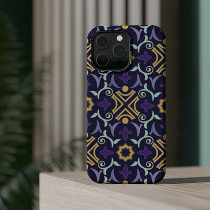 Geometric Purple and Gold Design Iphone Magnetic Tough Case