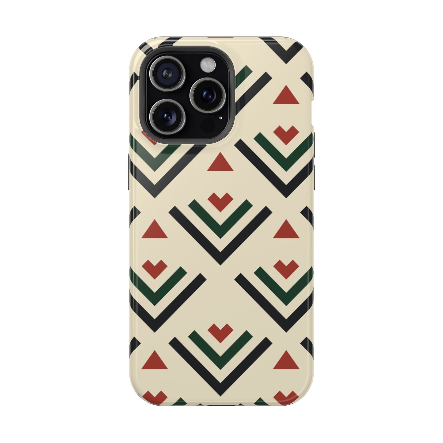 Red Black Green Geometric Design Iphone Magnetic Tough Case