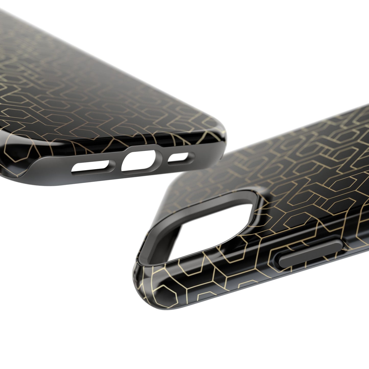 Black and Gold ⭐️ Geometric Design Iphone Magnetic Tough Case