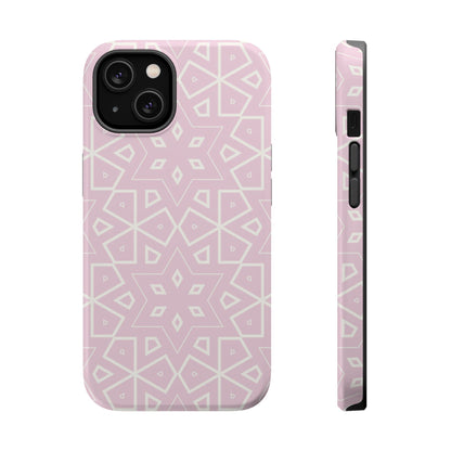 Pink and White Geometric Design Iphone Magnetic Tough Case