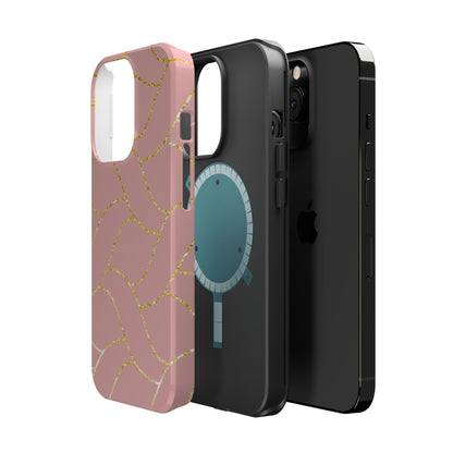 Pink and Gold Geometric  Design - Iphone Magnetic Tough Case