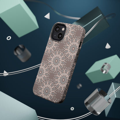 Beige Floral Design - Iphone Magnetic Tough Case