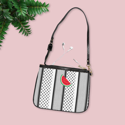 Black and White Kufi Shoulder Bag — Small Leather Crossbody Purse