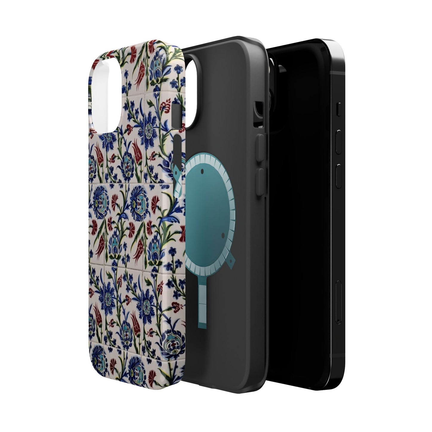 Blue ceramic Floral Design - Iphone Magnetic Tough Case